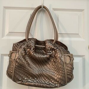 Cole Hahn Genevieve Denney Woven Leather Hobo Bag in Metallic Bronze